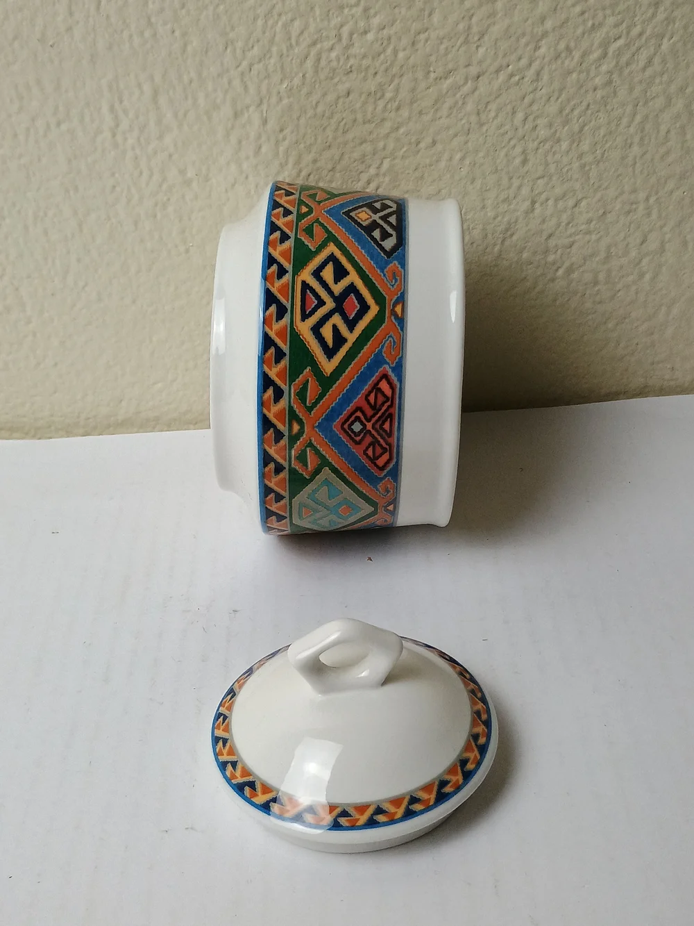 La Brea Replacement -Trinket Sugar Jar  Multicolor Geometric - Discontinued